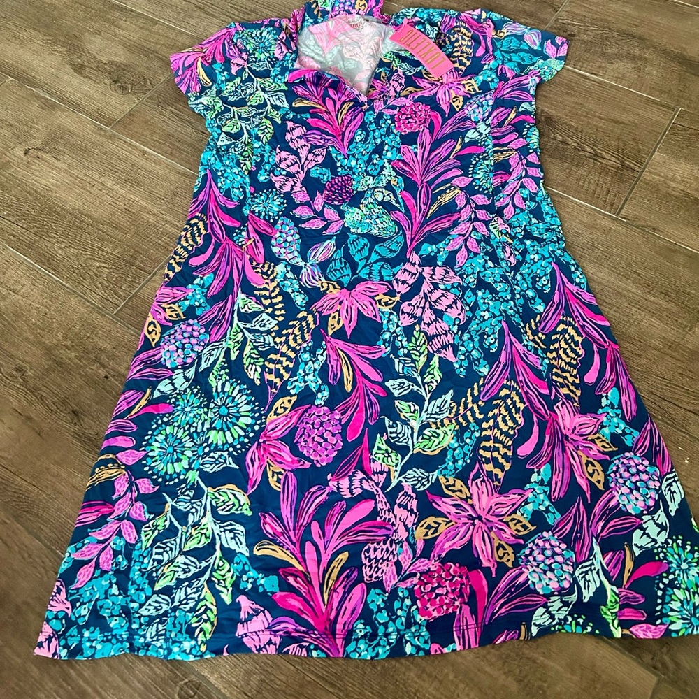 Lilly Pulitzer Navy Multicolor Floral Shift Dress